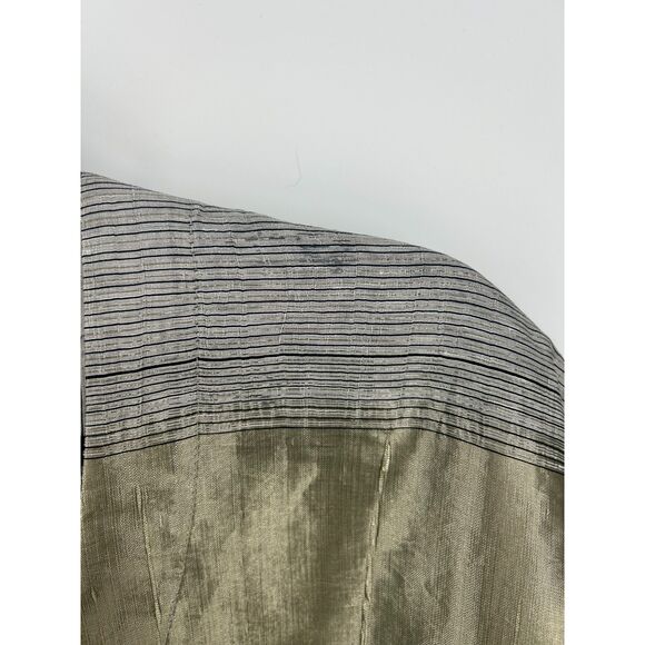 NWT Alembika Shimmer Striped Kimono Linen Blend Gold Size M - Picture 2 of 7